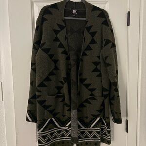 Frye Black and Green Patterned Cardigan
